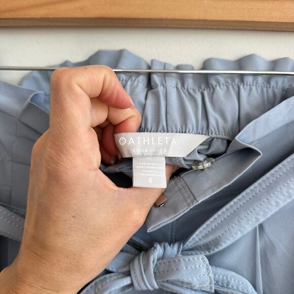 Athleta Skyline Pant II High Rise Straight Leg Paperbag Pants Blue 6 - Picture 6 of 9